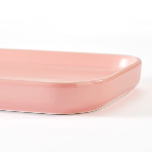 Ceramic Bathroom Tray,Kitchen Sink Organizer Tray,Cosmetics Holder (Pink) - color: Pink