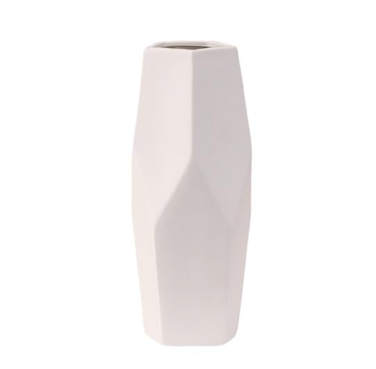 White Ceramic Vase – Modern Minimalist Flower Vase for Home Décor, Living Room, Office, Bedroom, Table Centerpiece, Shelf Decoration, Pampas Grass, Dried Flowers, and Floral Arrangements