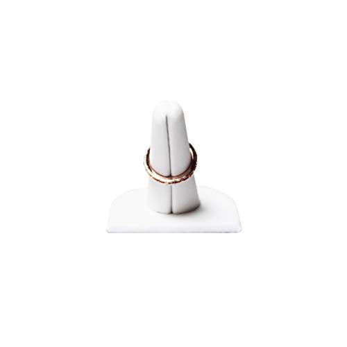 MOOCA 6 Pcs Set Finger Ring Stand Jewelry Display Holder Showcase Ring Display Drawer Leatherette Storage Jewelry Stands for Shows, White Faux Leather - color: White