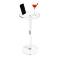 Acrylic Drink Table, Small Round Side Table for Small Space, Pedestal End Tables with Phone Holder, Multi-Use Modern Accent Tables, Martini/Cocktail Table for Living Room 10"X21" Easy Assembly - size: 10 Inches