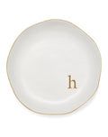 Personalized Ceramic Ring Dish - Monogrammed Jewelry Tray, Handcrafted Room Decor Engagement Wedding Present - Mothers Day Valentines Christmas Birthday Gift Women, Engraved Initial h - style: h
