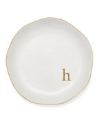 Personalized Ceramic Ring Dish - Monogrammed Jewelry Tray, Handcrafted Room Decor Engagement Wedding Present - Mothers Day Valentines Christmas Birthday Gift Women, Engraved Initial h - style: h