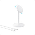 Anker MagGo iPhone 17 MagSafe Charger Compatible Stand, 15W Fast Magnetic Wireless Charging Station, Qi2 Certified 360° Wireless Charger (White, with Cable) - color: White