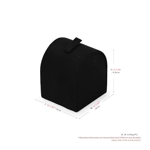 Microfiber Jewelry Ring Display Stand Rings Display Organizer Stand (Black, Medium) - size: 1.57" x 1.57" x 1.89"