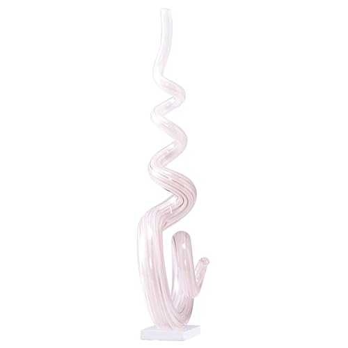 15" Tall Hand-Blown Murano-Style Glass Sculpture Statues Art Ornament Statue Figurines Home Decor Accent Piece Coastal Ocean Nautical Home Decor,Shelf,TV Stand,Tabletop Centerpieces,Wonderful Gift - color: White