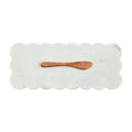 Mud Pie Scallop Marble Board Set, White, 12" x 5"