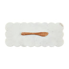 Mud Pie Scallop Marble Board Set, White, 12" x 5"