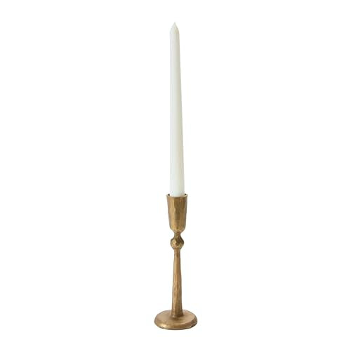 Creative Co-Op Hand-Forged Metal Taper, Antique Brass Finish Candle Holder - size: 2-1/2" Round x 7"H