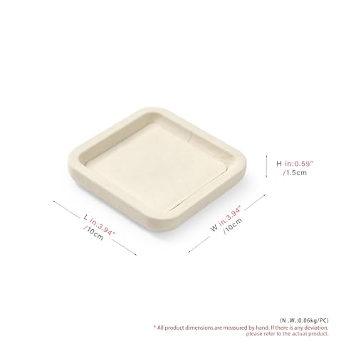Microfiber Jewelry Trays Stackable Ring Earring Bracelet Necklace Bangle Watch Display Tray Drawer Organizer 3.93 * 3.93 * 0.59inch (White - color: Beige, size: 10*10cm Tray