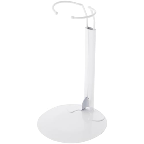 Plymor DSP-60W White Adjustable Doll Stand, fits 10, 11, 12, 13, and 14 inch Dolls or Action Figures, Waist is 2" - 2.5" wide, 5.5" - 7" around - color: White