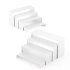 White Matte Metal Display Stand,8 Pcs 2 Set Display Risers, Metal Rectangular Display Shelf Holders for Showcase, Dessert, Perfume, Vendor Events, Cupcake Stands, Toys Display Shelves ( 8Pcs-White, 7”L~8”L~9”L ) - color: 8Pcs-White