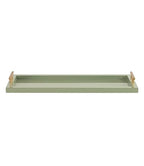 Kate and Laurel Halsey Rectangle Decorative Narrow Tray with Gold Metal Handles; 24 x 10; Green and Gold; Modern Glam Slim Serving Tray with Handles for Living Room Decor