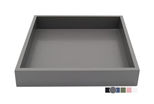 10"x10" Small Square Wood Decorative Tray for Office, Ottoman, Bathroom, Entry, Remote Controls, Countertop Organizer, Candle Tray- Charcoal - color: Charcoal