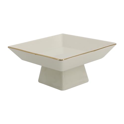COLLECTIVE HOME - Ceramic Jewelry Tray, Decorative Geometric Jewelry Dish, Luxurious Trinket Tray with High Base, Birthday Mother's Day for Women (Square Glossy Gold) - color: Square Glossy Gold