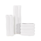 Howard Elliott Collection Hirst Ceramic Vase, White Ripple Texture Modern Abstract Decorative Flower Vase for Weddings, Floral Arrangements, Living Room & Home Decor, 4.75 x 4.75 x 15.75 Inch - size: 15.8"L x 4.8"W