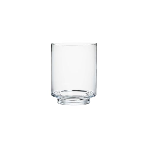 WGVI Clear Glass Pedestal Hurricane Candle Holder, 7" W, 9" H, Footed Decorative Vase for Pillar Candles, Elevated Cylinder Candleholder on a Riser Round Base, Centerpieces, Home Décor, 1 Piece - size: 9"H