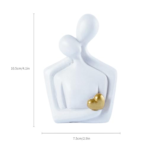 Abstract Couple Sculptures Statues for Home Decor Resin Love Statue Modern Tv Stand Decor Small Decor for Shelves Romantic Bedroom Decor for Couples, White - color: White