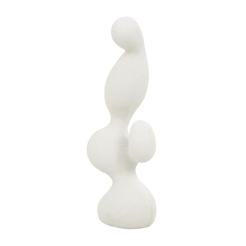 Deco 79 Polystone Abstract Decorative Sculpture Curved Shaped Home Decor Statue with Speckled Texturing, Accent Figurine 7" x 4" x 18", White - size: 7" x 4" x 18"