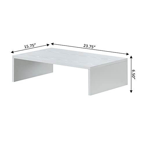 Convenience Concepts Designs2Go Small TV Riser 23.75", for TVs up to 26" - Contemporary TV or Computer Riser for Living Room, Modern Office, Den, White - color: White, size: Small
