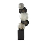 Deco 79 Glass Abstract Decorative Sculpture Stacked Orb Home Decor Statue with Black Base, Accent Figurine 6" x 4" x 18", Silver - size: 6" x 4" x 18"