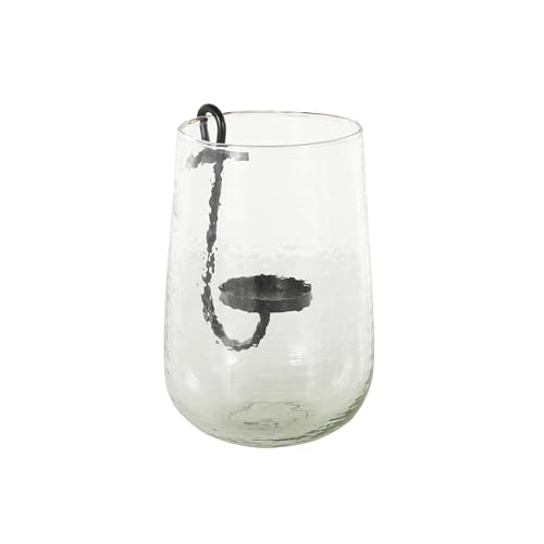 Deco 79 Glass Decorative Candle Holder Candle Stand with Black Metal Accents, Candlestick Holder 7" x 7" x 11", Clear - size: 7" x 7" x 11"