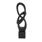 Deco 79 Polystone Abstract Decorative Sculpture Intertwined Loop Home Decor Statue with Block Base, Accent Figurine 6" x 4" x 20", Black - size: 6" x 4" x 20"