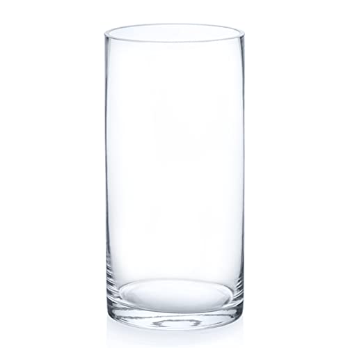 Enova Floral Clear Glass Cylinder Vase 4 x 8 Inches, Clear Flower Vases, Pillar Candle Hurricane Floating Candle Holder Vase, Glass Flower Vase for Wedding Centerpieces, Home Office décor (1 Piece) - size: 4W x 8H