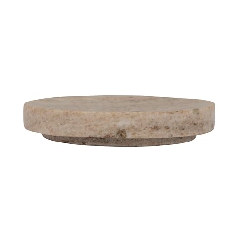 Creative Co-Op Marble Round Soapdish, Beige - color: Beige