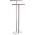 KOKOSIRI Towel Rack Free Standing Brushed Nickel 2-Tier Towel Holder for Bathroom Floor Stand with Heavy Marble Base Thicken Steady Design Stainless Steel THS0005-BR - color: Brushed Nickel