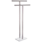 KOKOSIRI Towel Rack Free Standing Brushed Nickel 2-Tier Towel Holder for Bathroom Floor Stand with Heavy Marble Base Thicken Steady Design Stainless Steel THS0005-BR - color: Brushed Nickel