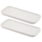 VanEnjoy Set of 2 White Ceramic Tray for Kitchen Counter, White Vanity Tray for Bathroom Counter, Long Narrow Tray for Soap Bottles - color: White