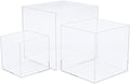 Clisela 3pcs Acrylic Cube Display Stands Box Risers with Hollow Bottoms, Food Risers for Buffet Table, Decorative Display Stand Shelf for Dessert Collectibles Jewelry Figures Show - Clear 3" 4" 5" - size: (3,4,5)"- Clear