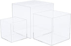 Clisela 3pcs Acrylic Cube Display Stands Box Risers with Hollow Bottoms, Food Risers for Buffet Table, Decorative Display Stand Shelf for Dessert Collectibles Jewelry Figures Show - Clear 3" 4" 5" - size: (3,4,5)"- Clear