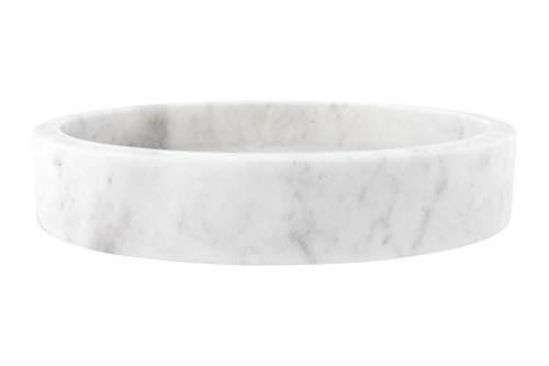 Creative Co-Op Minimalist Round Carved Marble Tray or Charcuterie Board, White - size: 8"