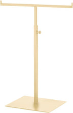 Purse Display Stand T Shaped, Countertop Jewelry/Scarf/Handbag T-Bar Display Stand, Tabletop Double Hook Hanging Stands for Long Necklaces, Metal with Adjustable Height - Gloden - color: Golden