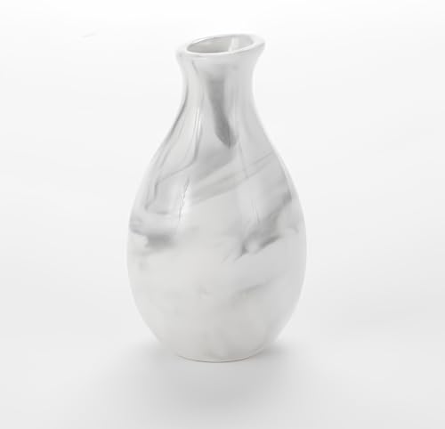 American Metalcraft BVJM8 Ceramic Bud Vase - White Marble - 2.125 in Dia x 3.875 in H – for Small Tabletop & Counters – Restaurant, Café, Hotel, Catering, Display