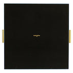 HofferRuffer Extra Large Square Serving Tray, Elegant Faux Leather Ottoman Tray with Gold Hardware Handles, Serve Tea, Coffee or Breakfast in Bed, 24 x 24 inches (Navy Blue Shagreen) - color: Navy Blue Shagreen, size: 24" x 24" x 2"