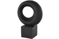Deco 79 Polystone Geometric Decorative Sculpture Textured Cutout Ring Home Decor Statue with Block Base, Accent Figurine 10" x 5" x 14", Black - size: 10" x 5" x 14"