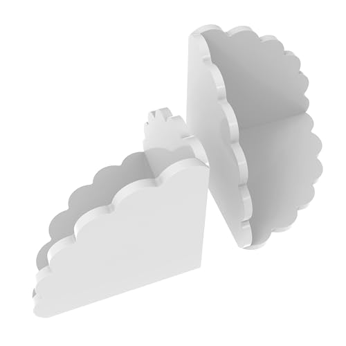 GRAHAM DESIGN White Scalloped Acrylic Bookends – Minimalist Acrylic Shelf Supports with Scalloped Edges & Anti‑Slip Pads, Decorative Modern Décor Accessory | Set of 2 - color: White
