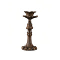 French Nostalgic Floral Resin Candle Holder - Antique Bronze Finishing, Retro Carved Candlestick Decor for Home, Shelf, Mantel (Small/Medium/Large Size) (Large Size) - size: Large size
