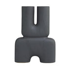 Deco 79 Ceramic Abstract Dual Opening U-Shaped Vase with Glossy Speckled Texture, 11" x 4" x 15", Black - color: Black