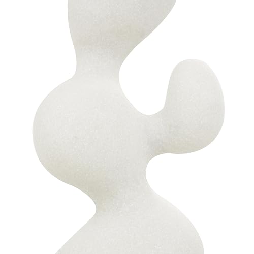 Deco 79 Polystone Abstract Decorative Sculpture Curved Shaped Home Decor Statue with Speckled Texturing, Accent Figurine 7" x 4" x 18", White - size: 7" x 4" x 18"