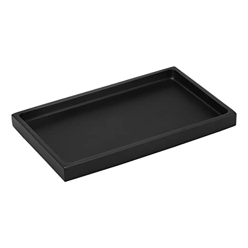 Emibele Black Tray for Bathroom, Resin Countertop Vanity Tray Jewelry Storage Dresser Tray Kitchen Toilet Tank Tray Organizer for Candle Plant Perfume Shampoo Towel Home Decor, Medium, Matte Black - color: Matte Black, size: 10" x 6.1" x 0.8"