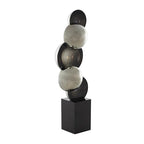 Deco 79 Glass Abstract Decorative Sculpture Stacked Orb Home Decor Statue with Black Base, Accent Figurine 6" x 4" x 18", Silver - size: 6" x 4" x 18"