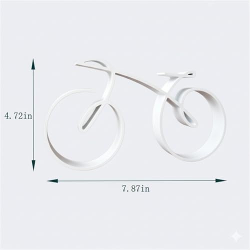 Minimalistic Bicycle Sculpture Wire Framed Style, Bike Silhouette, Gift for a Cyclist, Bicycle Art Wall Decor, Side Table Statue Decor, Home Decoration (White, 7.87in*4.72in) - color: White