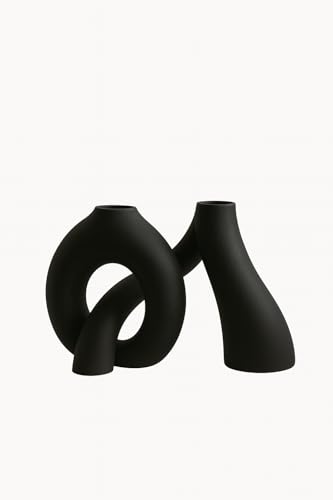 Modern Abstract Knot Vase – Minimalist Sculptural Decor Abstract Knot vase Living Room, Entryway, Office Nordic Aesthetic Centerpiece for Dried Flowers, Pampas Grass & Home Styling (Black) - color: Black