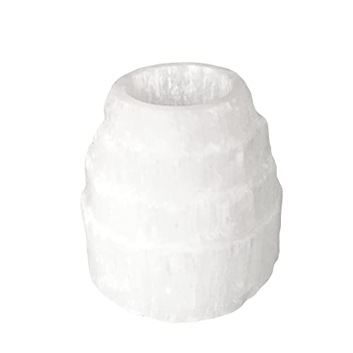 Selenite Tower Stone Candle Holder White Natural Crystal Light (1pc) Stone Tealight Votive Candle Holders - Handmade by mmCrystals™