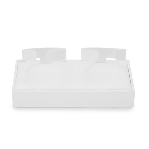 PU Leather Bangle Bracelet Watch Stand Display Holder 2 Slot Organizer White Jewelry Showcase (White) - size: 6.3" x 3.15" x 2.36"