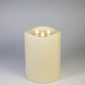 3-Wick Flameless Pillar Candle with Remote Timer, 3D Moving Flame Real Wax Led Candles (Ivory with Melty-Look Art Water, 6.5in) - color: Ivory with Melty-Look Art Water