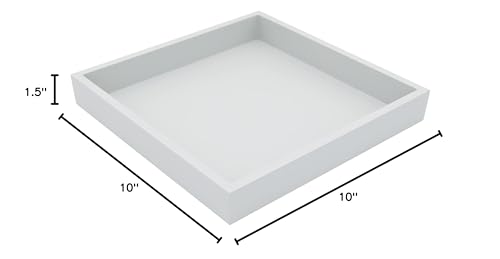 10"x10" Small Square Wood Decorative Tray for Office, Ottoman, Bathroom, Entry, Remote Controls, Countertop Organizer, Candle Tray - Harbor Gray - color: Harbor Grey